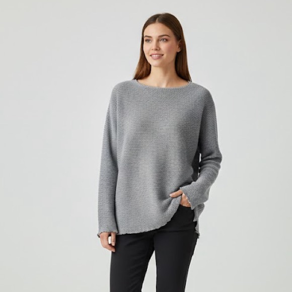 Gudrun Sjoden Sweaters - Gudrun Sjödén 100% Organic Cotton Grey Textured Knit Sweater | Size XL